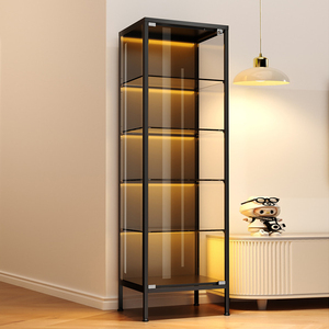 <span class=keywords><strong>Vitrine</strong></span> étroite sur pied avec éclairage LED, cadre métallique, verrouillable et anti-poussière - Product Image 3