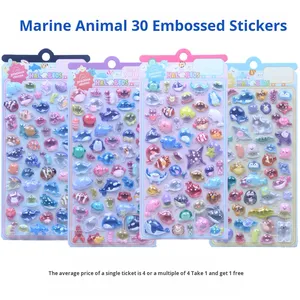 Adesivi 3D a Rilievo di Animali Marini, Divertenti <span class=keywords><strong>Sticker</strong></span> in Resina Cristallina per Bambini, Decorazioni Moderne per Bambine e Neonati - Product Image 6