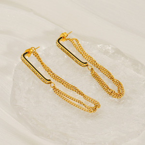 Zogxin Geometric <b>Stud</b> Earrings Gold Chain Long <b>Titanium</b> Steel Party Fashion - Product Image 4