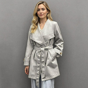Cappotto Elegante da <span class=keywords><strong>Donna</strong></span> Primavera-Autunno Jancoco con Cintura, Risvolto a Revers, Tasche a Filetto, in Misto Cotone, Stile <span class=keywords><strong>Trench</strong></span> con OEM - Product Image 1