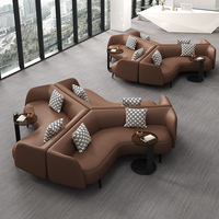 Vestíbulo del hotel Vip Lounge Recepción Curvada Circular Cuero Moderno Modular Comercial Sala de estar Espera Negociación Sofá Conjunto