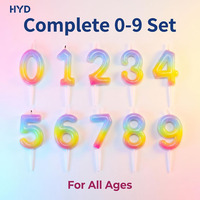 Bougies d'anniversaire numérotées dégradées arc-en-ciel 2026 (0-9) – Décoration de gâteau sans fumée, multicolores, pour fournitures de fête d'enfants