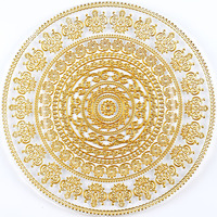 Vaisselle de luxe pour fête de mariage, sous assiettes à chargeur en verre, en or avec couronne de décoration, 24 pièces