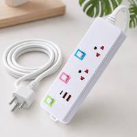 Enchufe de Extensión Industrial de Cobre Estándar TIS de Tailandia, Regleta de 2 Tomas con 2 Puertos USB, Interruptores Individuales, 10A 2500W IP44 6