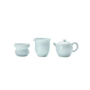 Service à thé Kung Fu en céramique de Jingdezhen, résistant à la chaleur, style vintage, luxe léger, en porcelaine bleu ombre, avec couvercle sculpté, bol, théière et tasses, ensemble <span class=keywords><strong>complet</strong></span> - Product Image 5