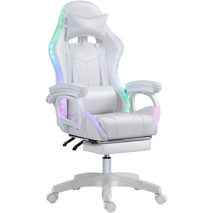 <span class=keywords><strong>Silla</strong></span> Giratoria Blanca de Alta Calidad, <span class=keywords><strong>Silla</strong></span> de Juego Multifuncional con Luces LED RGB, <span class=keywords><strong>Silla</strong></span> Ergonómica para Videojuegos con Reposapiés - Product Image 1