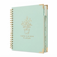 Carnet de notes spirale personnalisé OEM, agenda mensuel à couverture rigide, journal floral, impression personnalisée, vente en gros