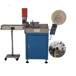 Ultrasonic Cutting Machine for Garment Wash Care Labels, Ultrasonic Satin Ribbon Label Cutting Machine with Fold-line