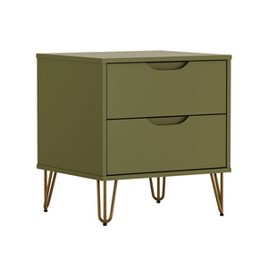Comodino Verde Oliva con Gambe a Forcina e Cassetto Portaoggetti - Product Image 4