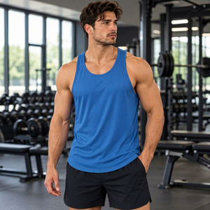 Débardeur sans manches pour homme, coupe classique, séchage rapide, tricoté, sportif, col rond, couleur unie, t-shirt de sport - Product Image 1