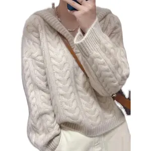 Suéter de lana personalizado para mujer, lana merina australiana, Cachemira