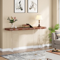 Table console en acrylique transparent décoratif de 120cm en bois de style minimaliste moderne pour meubles de salon