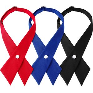 Solid Color Criss-Cross Tie, Girls' School Uniform Cross Adjustable Bowtie - Product Image 1