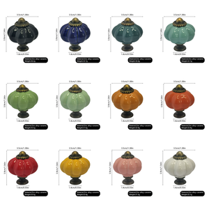 XIAOFEI Vintage Cabinetry Pumpkin Drawer Handles Home Decor Single-hole Zinc Alloy &amp; Ceramic Handle <strong>Knob</strong> - Product Image 5