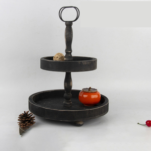 Modern <strong>Farmhouse</strong> 2-Tier Wooden Serving Tray Traditional Vintage <strong>Farmhouse</strong> <strong>Decor</strong> for Home Office Kitchen Indoor Art <strong>Decor</strong> - Product Image 4