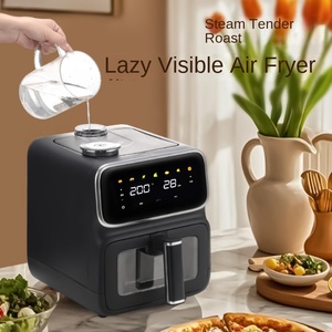 Freidora de aire cuadrada de acero inoxidable para uso doméstico de diseño moderno, horno profundo antiadherente, baja en grasa, multifuncional con fuente de energía eléctrica - Product Image 3