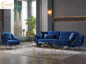 أثاث غرفة نوم ، قماش فاخر وعصري ، خشب معدني أزرق كبير بتصميم إيطالي من الألياف الدقيقة المنزلية الراقية في قوانغدونغ - Product Image 3