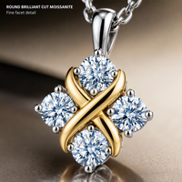Nouveaux bijoux en moissanite, argent sterling S925, élégant, unique, collier pendentif en moissanite à quatre pierres, plaqué or, chaîne en corde, GRA