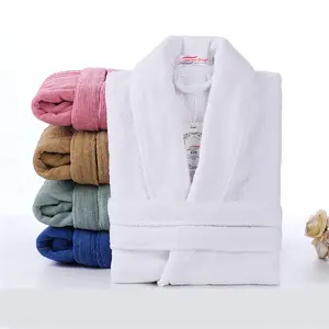 ผ้าเช็ดตัวเทอร์รี่เสื้อคลุมอาบน้ำสำหรับผู้ชายและผู้หญิง,เสื้อคลุมอาบน้ำสีขาวหรูหราแบบลำลองเสื้อคลุมอาบน้ำผ้าฝ้าย100%