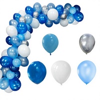 Guirlande de ballons en latex DIY pour baby shower, mariage, fête d'anniversaire, décoration bleu clair, bleu ciel, blanc, argent, arche de ballons
