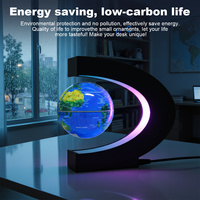 Globe terrestre flottant en forme de C, lampe de bureau à suspension magnétique, carte du monde rotative antigravité, décoration de chambre, cadeau LED