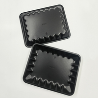 Barquette en plastique noir jetable, recyclable, pour l'emballage des aliments frais, pour supermarchés, bœuf, steak, poisson, volaille