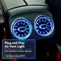 Lumière ambiante LED à 64 couleurs pour les aérateurs avant et arrière de la Mercedes Classe A W177 CLA C118, installation facile, lampe d'ambiance intérieure pour voiture