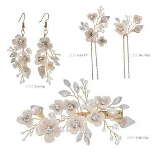 Wholesale fashion Jewelry sets Wedding Flower Crystal Hair Pins Bridal Head Jewelry hair Clips Hair earrings Accessories