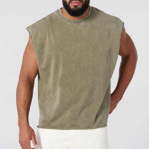 Canottiere oversize da <span class=keywords><strong>uomo</strong></span> in cotone semplice Streetwear peso massimo scollo a girocollo - Product Image 3