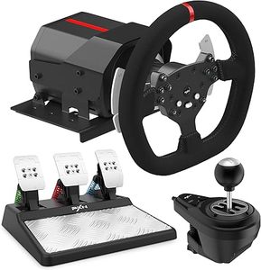 Volant de course gaming <span class=keywords><strong>PXN</strong></span> <span class=keywords><strong>V10</strong></span> avec pédales magnétiques et levier de vitesses, 270/900 degrés, double palettes et conception détachable - Product Image 1