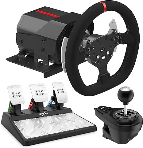 Original PXN V10 Gaming Racing Wheel with Magnetic Pedals and Shifter 270/900 Degree Dual Paddles and Detachable Design