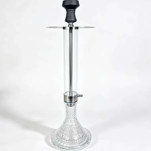 Clear Glass <b>Hookah</b> Stainless Steel Tube Black Silicone Base Stand Portable Water <b>Pipe</b> for Lounge Home Use - Product Image 1