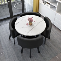 Ensemble de table à manger extensible en marbre de luxe moderne avec 4 chaises, 6 places, durable et écologique pour appartement et usage domestique