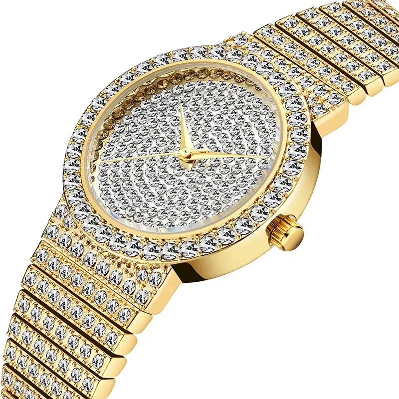 New Unique Watch女性7ミリメートルUltra Thin 30M Water Resistant Iced Out Round Expensive 34ミリメートルSlim Wrist Man Watch Bling Jewelry Gifts