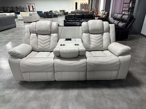 Sofá Seccional Reclinable Eléctrico de Piel para Sala de Cine en Casa con Puerto USB, Luz LED y Portavasos Refrigerante - Product Image 6