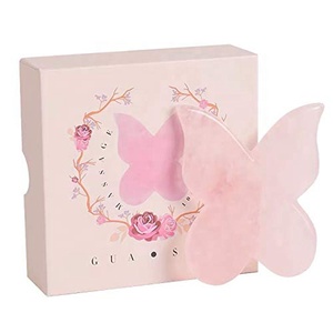 Herramienta para el cuidado de la piel, cuarzo rosa Natural, Gua sha, mariposa, Gua sha, logotipo personalizado, <span class=keywords><strong>Guasha</strong></span> 2022 - Product Image 1