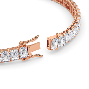 Bracelet en or et or rose avec diamant de laboratoire scintillant, unisexe, artisanat artistique délicat, coupe radiante, éclat lumineux, luxe - Product Image 2