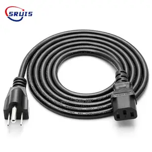 Sjt 18awg 16awg 1.8m 3 Prong Standard Splitter 1 to 3 Us Plug Nema 5-15p C13 Iec320 Power Cord Cable