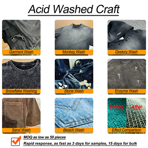 QZFSO, parche desgastado personalizado, apliques bordados, jersey con cremallera, bolsillo de canguro, Terry francés, Boxy Fit, Sudadera con capucha de lavado ácido para hombres - Product Image 4