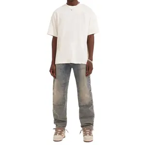 Новые Модные мужские супер мягкие эластичные джинсовые брюки с мешковатым подкраем мужские повседневные джинсы хип-хоп