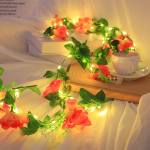 3.2m năng lượng mặt trời LED ngoài trời nhân tạo nho đèn Vòng Hoa Cổ Tích chuỗi nhà máy Đèn mới tăng hướng dương Wisteria màu xanh lá cây mây chuỗi - Product Image 3