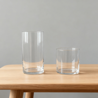 Vase en verre cylindrique, vases en verre transparent hauts, vase à bougie en verre transparent cylindrique, vase à fleurs en verre à large ouverture, tube droit