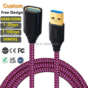 फेफड़ों के के 2 मीटर नायलॉन ब्रेएडेड यूएसबी 3.0 एक्सटेंशन केबल 5 जीबीपीएस डेटा ट्रांसफर मेटल केस पुरुष को महिला यूएसबी एक्सटेंडर कॉर्ड - Product Image 4