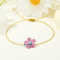 Pulsera de Cuerda con Flores Hechas a Mano, Simple y Linda, Venta Caliente 2026, Macramé Colorido de Primavera, Joyería de Amistad con Flores para Uso Diario, Regalo