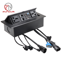 Enchufe de Escritorio Emergente, Toma de Corriente para Mesa de Oficina con Enchufe Universal, Caja de Conectividad Multimedia VGA USB RJ45 para Sala de Conferencias