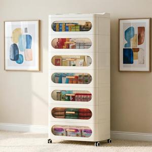 Mobiletto Moderno a 7 Ripiani in Plastica con Cassetti Trasparenti Scanalati, Organizer <span class=keywords><strong>Mobile</strong></span> per <span class=keywords><strong>Bagno</strong></span> - Product Image 1