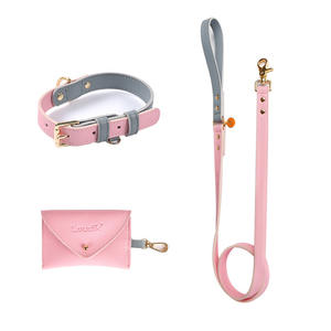 Correa de cuero para perros y gatos, accesorio de marca personalizada con nombre, para exteriores, <span class=keywords><strong>collar</strong></span> clásico para mascotas y bolsa de caca, PU - Product Image 3