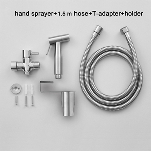 Holmine <span class=keywords><strong>304</strong></span> нержавеющая сталь Матовый никель ручной опрыскиватель Туалет Биде Shattaf Набор с t-клапаном для женщин - Product Image 3