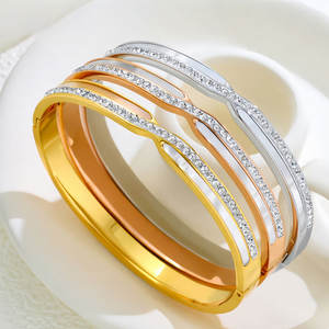 Pulsera y brazalete de acero inoxidable 316L a prueba de agua y antideslustre, chapado en oro de 14K y 18K, pulseras de diseño para mujer. - Product Image 1