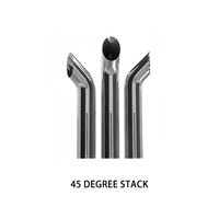 Vente en gros de kits de cornes d'échappement de 6 et 7 pouces, 45 degrés, chromés, pour Peterbilt 379 389